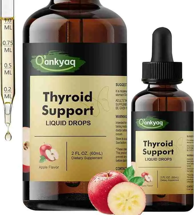 Q'ankyaq Thyroid Supplement Liquid Drops, Thyroid Drops for Women, with Selenium Zinc Iodine L-Tyrosine Ashwagandha, Thyroid Balance, Metabolism, Immune & Energy Support, 60ML
