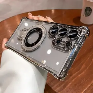 For Samsung S24 S25 Ultra Transparent Silicone Airbag Magsafe for Galaxy S23 Plus S22 Note 20 cute  phone  cases light  phone  case shockproof mag safe case tough phone cover hard case anti-drop protective case Protection Cellphone Screen Protector 24