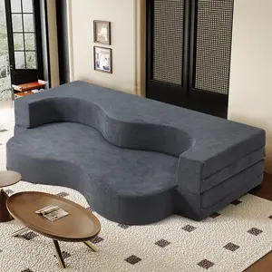 EROMMY Folding Sofa Bed, Floor Sofa Couch, Convertible Sofa Bed With high density foam, Foldable Floor Couch Bed For Living Room, Guest Room, Bedroom, Modern Design, Dark Grey (Light Grey)