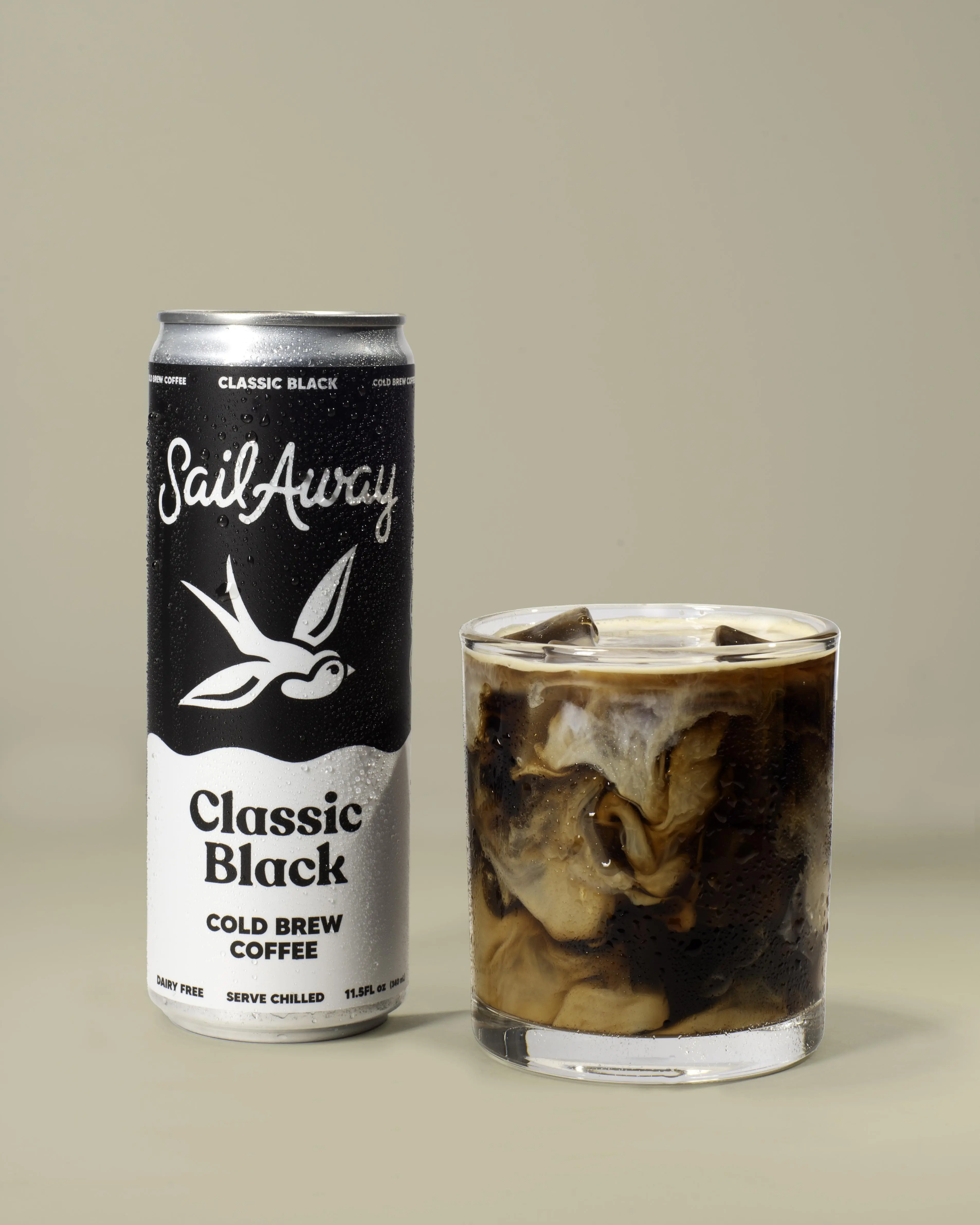 Classic Black - Sail Away Cold Brew Iced Coffee Beverage, Dairy Free, Sugar Free, Natural, Smooth, Gluten Free, Vegan, 220mg Caffeine, 11.5oz 12 Pack