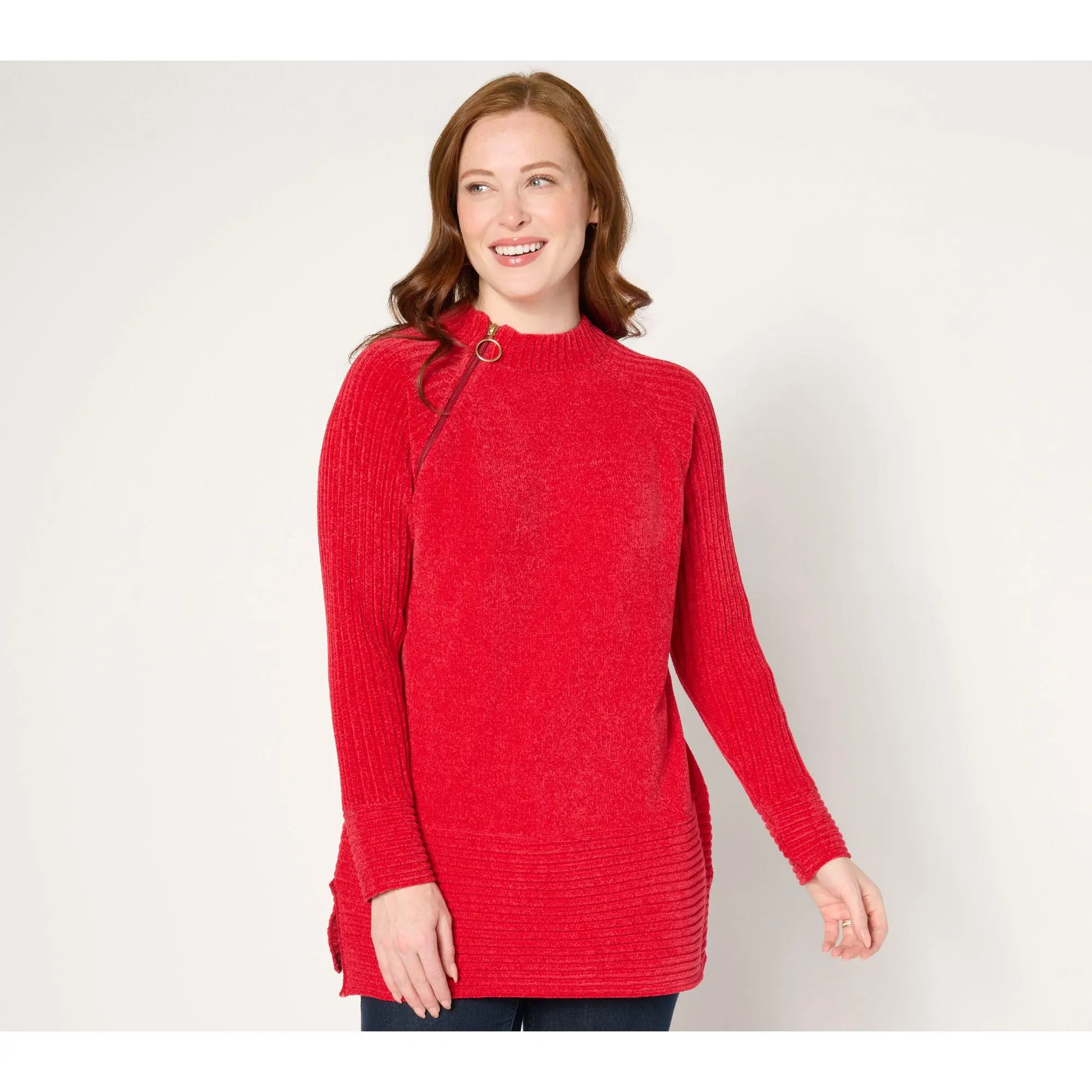 Denim & Co. Adaptive Archives Chenille Tunic Sweater