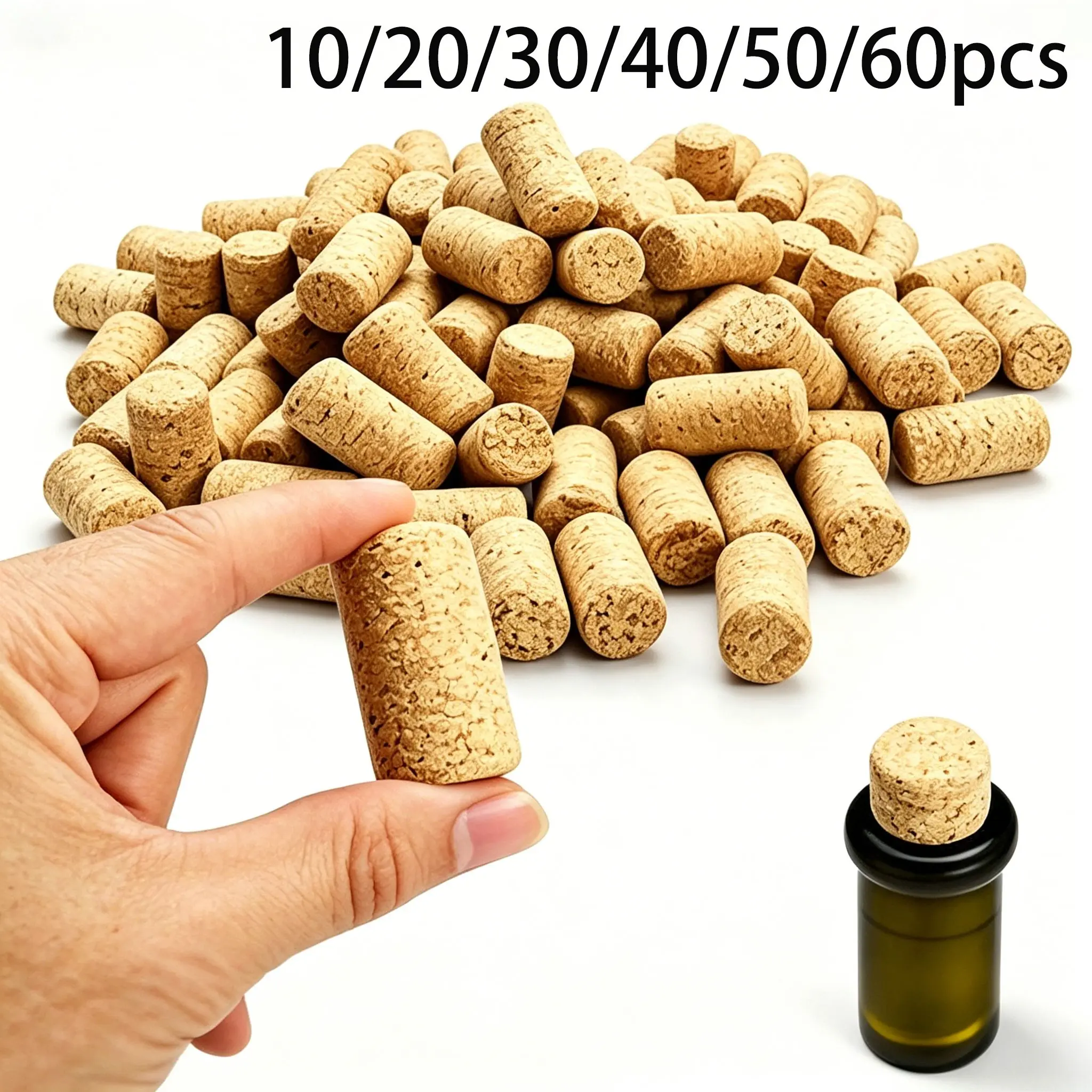 10/20/30/40/50/60pcs Tapered Cork Plugs, Premium Bottle Corks, Champagne Stoppers, Small Wine Bottle Cork Stoppers, Replacement Corks Tops, Wooden Beer Bottle Cork, For Bar Home Restaurant DIY Crafts Projects