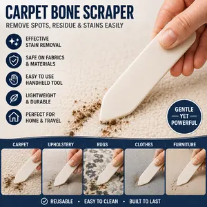 Carpet Bone Scraper, Fabric and Clothing Scrape Spot Stain Removal Tool for Carpet, Upholstery, Sofa, Rugs, Clothes, Furniture Fabric and Household Cleaning, Handy Scraper for Removing Spots, Residue and Daily Stains