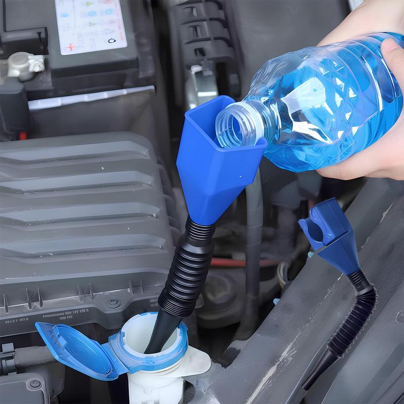 Oil Funnel for Automotive Use, Universal Wide Mouth Fuel Funnel, Hands-Free Automotive Funnel with Flexible Extended Hose, Easy to Carry for Cars, Trucks, Motorcycles