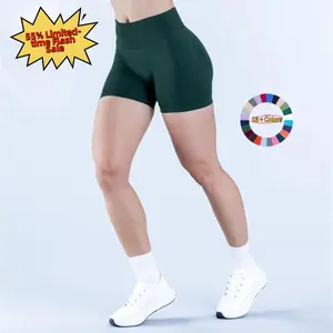 DFFYN Impact 4.5" Seamless Workout Shorts - Hidden Scrunch Butt Lifting Yoga Shorts for Women, Gym & Fitness |with logo .DK
