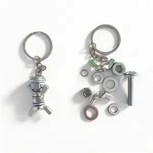 Handmade DIY Hardware Robot Keychain | Industrial Bolt & Nut Art | Unique Gift for Mechanics & DIY Enthusiasts