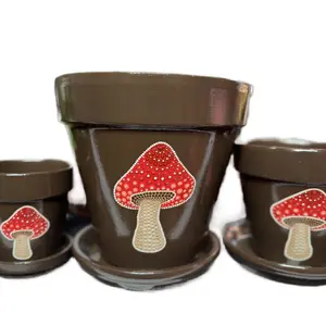 Hand Painted Mushroom Terracotta Pot - 3 Sizes Available