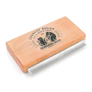 Deshedding Dog Brush with Wood Handle, Grooming Brush for Pets,Cat, Short Hair Dog Undercoat Brush, Deshedder Shedding Tool