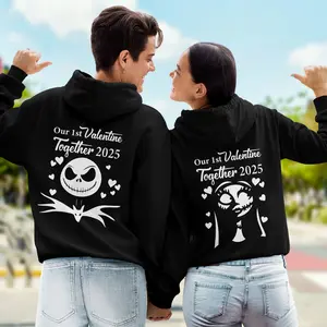 Our Frist Valentine Together 2025 Couple Hoodie, Jack And Sally Matching Shirt, Anniversary Gift