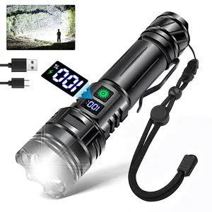 1PC Rechargeable Flashlights High Lumens with COB Work Light -  Super Bright Tactical Flashlight with LCD Display, 5 Modes, Zoom & Waterproof - for Camping, Dog Walking, Emergencies