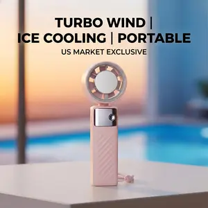 Portable Handheld Cool Air Turbo Fan, Adjustable USB Rechargeable Fan with Digital Display, Suitable for Travel, Outdoor, Gift for Men and Women 3000 mAh