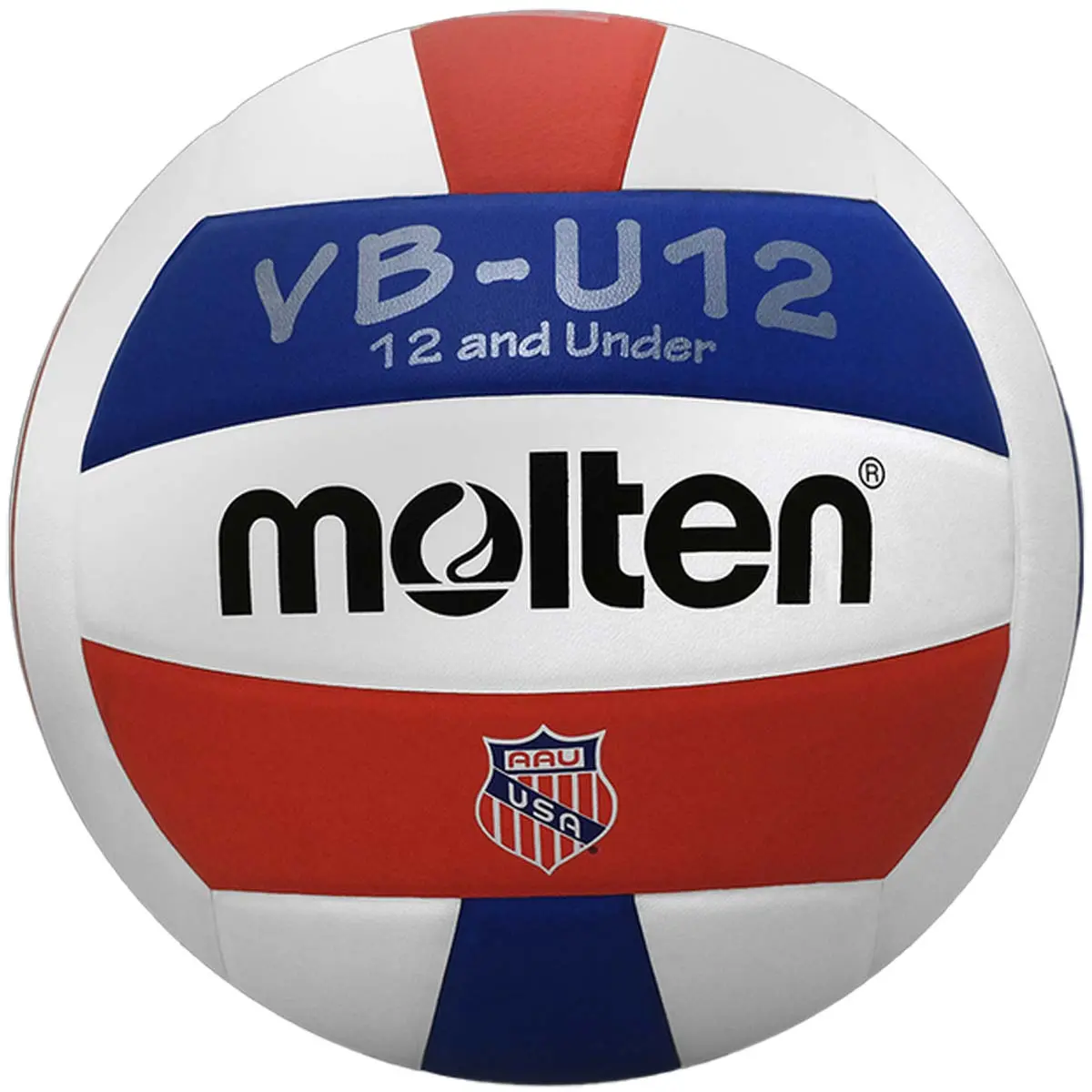 Molten VBU12 Official AAU Volleyball - Soft Microfiber Composite Indoor Ball with Cotton-Wrapped Uni-Bladder, Official Size, Lightweight, for Players 12 & Under, Volleyballs, Molten Volleyball, Indoor Use