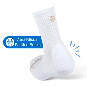 SHEZZA Anti-Blister Padded Crew Socks Foam Cushion Comfortable Unisex for Boots Sambas Loafers & Running Sneakers Moisture Wicking