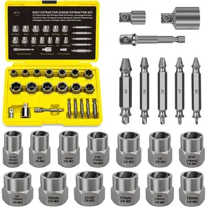 21 count Bolt Extractor Kit, 3/8" Drive Bolt & Nut Remover Socket Set, HSS 4341 Small Screw Extractor Set, 2-in-1  for Stripped, Broken, Damaged, Rounded Nuts, Screws