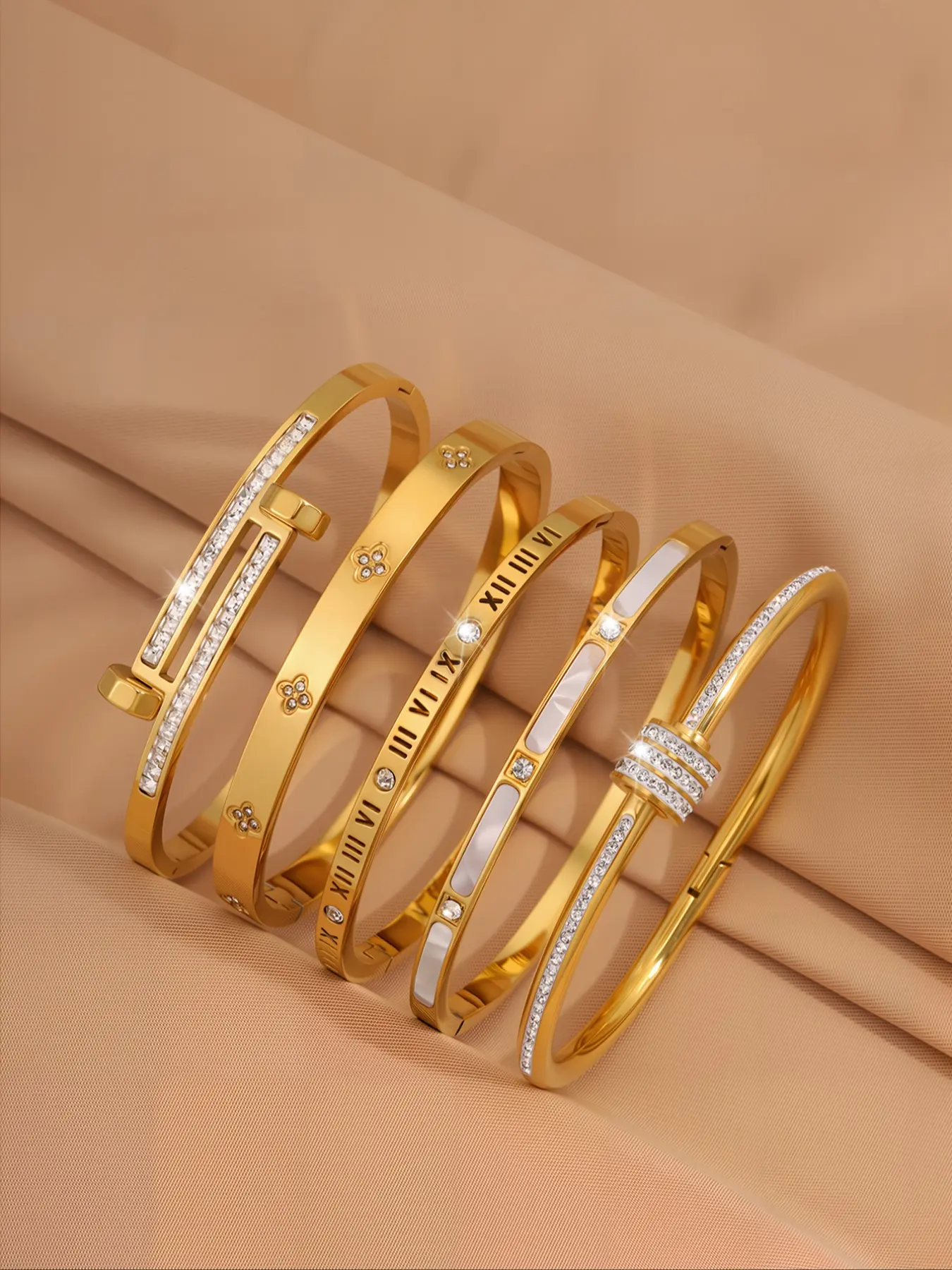 Elegant Minimalist Stackable Bracelet Set, Adjustable Slider Bracelets, Stainless Steel Jewelry for Women & Girls, Perfect Gift for Daily Wear, Vacation, or Gifting