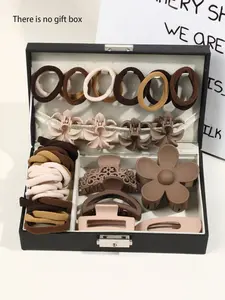49pcs advanced color hair accessories gift box, including hair rings, elastics, hair clips, grip clips and other styles, from daily commute to formal occasions are very suitable, high-quality materials do not hurt hair