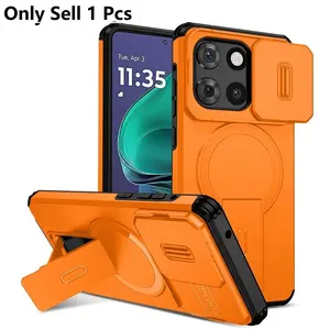 Dteck for Moto G Stylus 2025 (6.7") /Edge 2025 /Edge 2025/G Play 5G 2025/ G Power 2025 2024 Magnetic Phone Case with Kickstand, Slide Camera Cover, Compatible with MagSafe Wireless Charging Accessory, Shockproof Scratch Resistant Durable Rugged Hard Cover