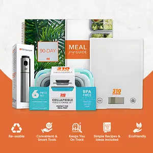 310 Meal Prep Kit - Easy Meal Prep Essentials including Containers, Scale, and More, which Helps You Eat Clean Every Day!