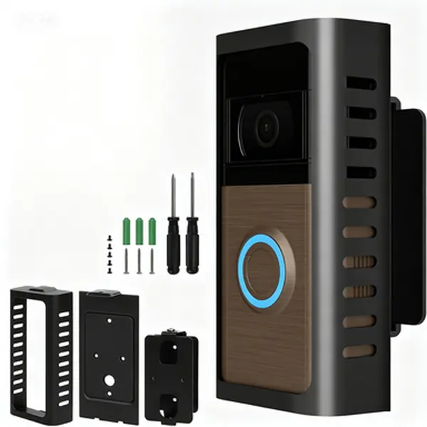 All-Metal Steel Door Mount Kit for Ring Video Doorbell 2, Adjustable 45-135 Degree Wall Bracket & Wedge, Anti-Theft Drilling-Compatible Installation, No Sensor Blockage, Reusable Angle Adjuster