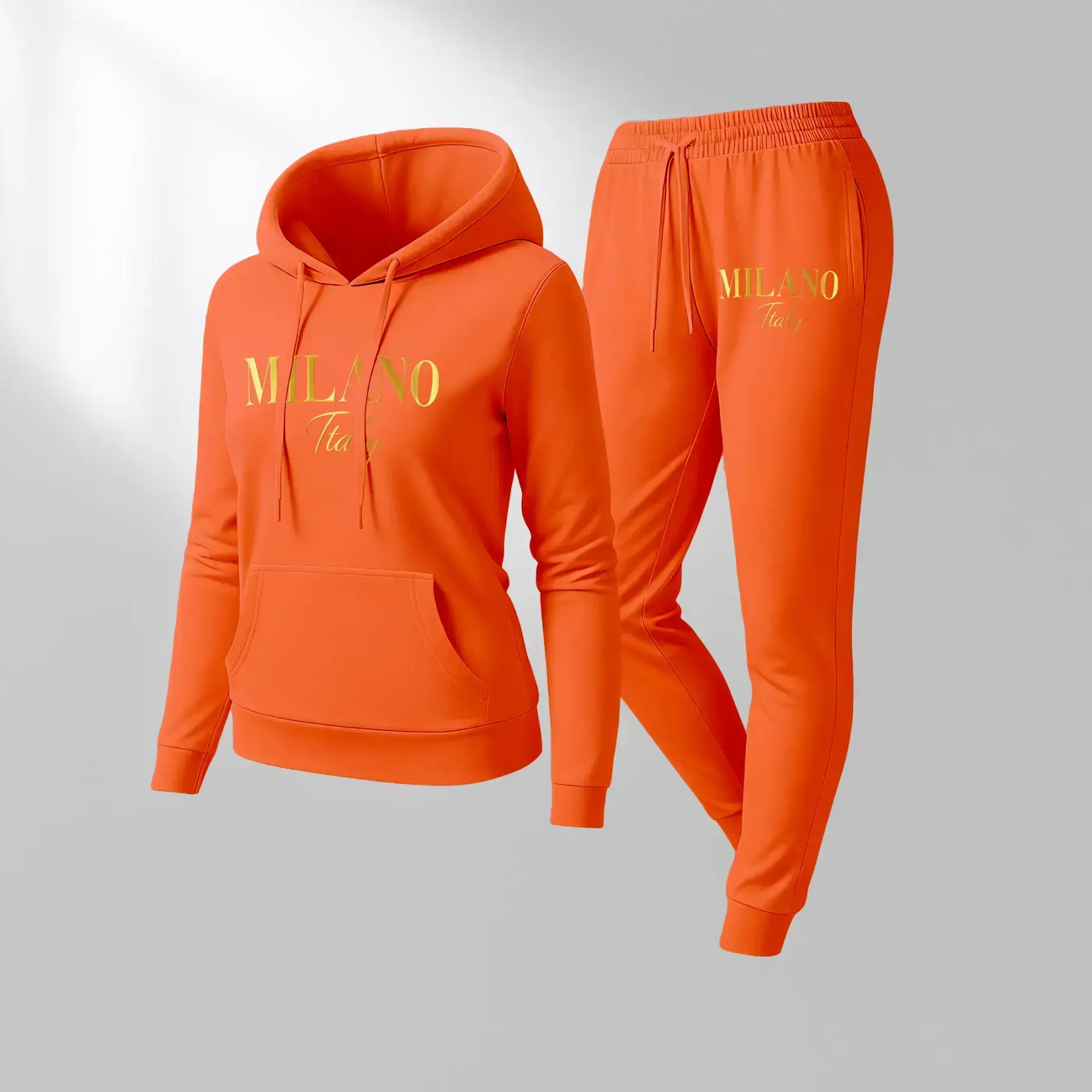 Women's MILANO Print Hoodie And Drawstring Track Pants Set, Casual Sportswear, Long-Sleeved Hooded Jacket And Pants, Suitable For Autumn And Winter, Everyday Wear, Indoor And Outdoor Sportswear, Casual Sportswear. Women's MILANO Print Hoodie And Drawstring Track Pants Set, Casual Sportswear, Long-Sleeved Hooded Jacket And Pants, Suitable For Autumn And Winter, Everyday Wear, Indoor And Outdoor Sportswear, Casual Sportswear.