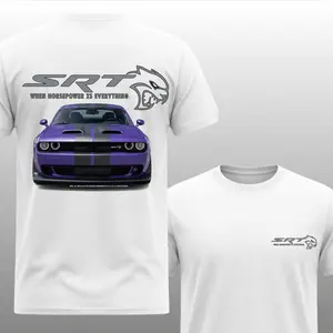 When Horsepower Is Everything SRT Hellcat T-Shirt, 2 Sides, Purple Dodge Challenger Muscle Car Graphic Tee