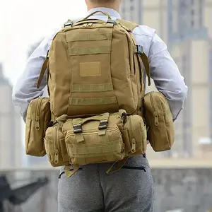 Men'S Large Capacity 14.53gal Tactical Backpack Outdoor Hiking Climbing Rucksacks Camping Bags