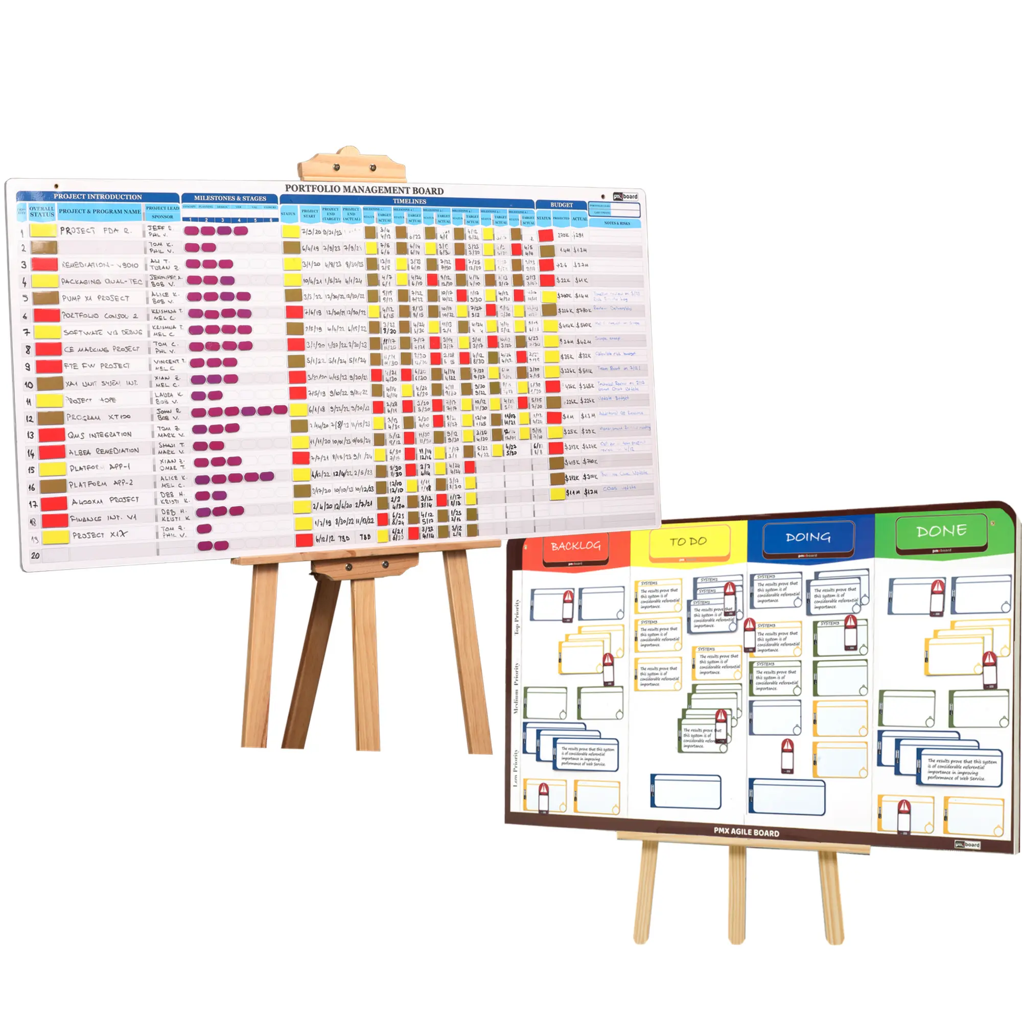 PMXBOARD 2-in-1 Project Management Combo Set XL – Portfolio Board + Agile Kanban Board System