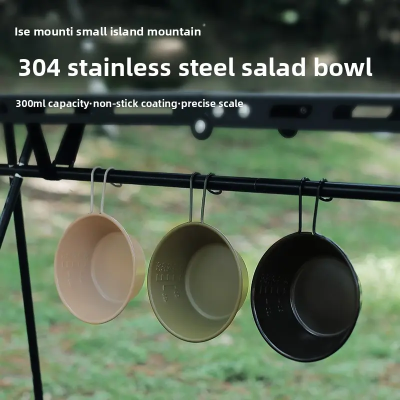 Outdoor stainless steel non-stick bowl cups, camping bowl picnic tableware portable rice bowl water cup