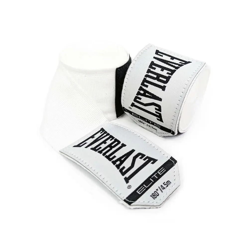 Elite Cotton-Polyester Hand Wraps, White, 180in, Boxing Training Gear for Boxers, One Size with Wide Thumb Loop