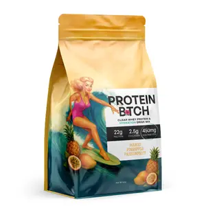 Protein B Clear Whey Protein Drink Mix With Collagen and Electrolytes, Caffeine-Free, Mango Pineapple Passionfruit, 541 g