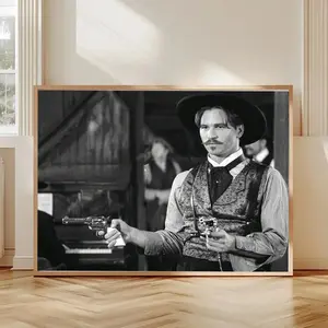[NO FRAME] Doc Holliday Val Kilmer Famous gunfighter Tombstone Arizona Movie, Vintage Tombstone Movie Poster, Wyatt Earp, Doc Holliday & Earp Brothers Walking Scene, Classic Western Wall Art, Aesthetic Print