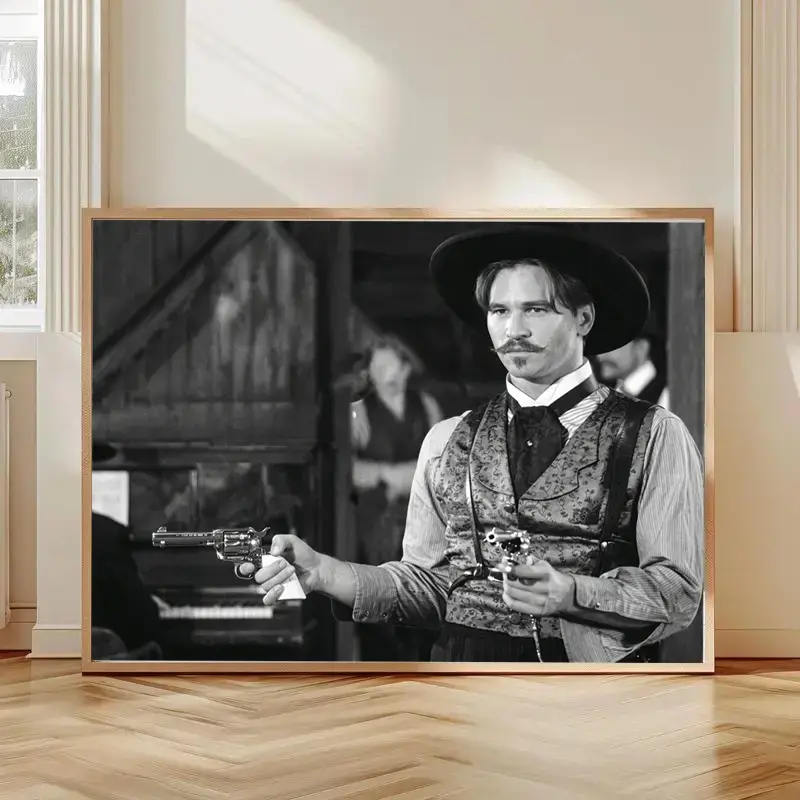 [NO FRAME] Doc Holliday Val Kilmer Famous gunfighter Tombstone Arizona Movie, Vintage Tombstone Movie Poster, Wyatt Earp, Doc Holliday & Earp Brothers Walking Scene, Classic Western Wall Art, Aesthetic Print