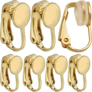 20pcs Golden Clip-on Earring Converters Brass Earring Clips Components Earring Findings with 20pcs Anti-Pain Cushions for Non-Pierced Ears Jewelry Making Decor
