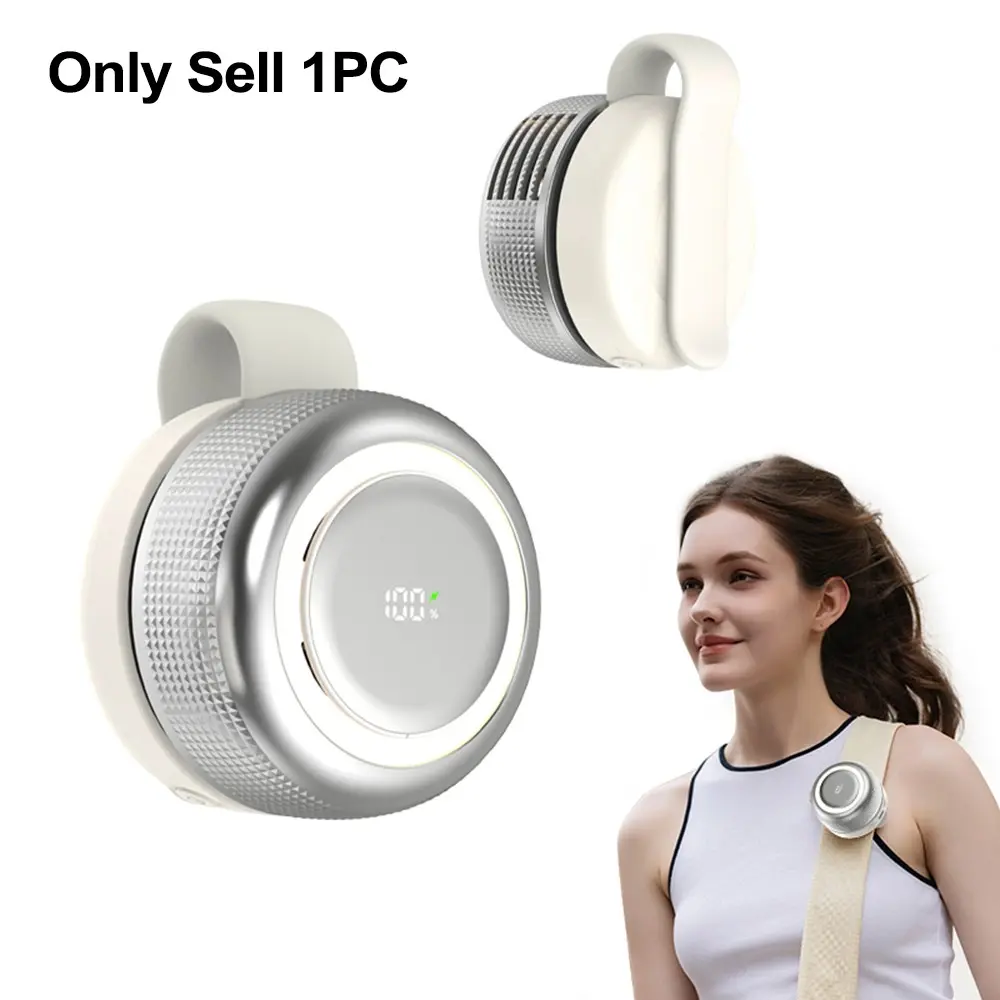 Portable Multifunctional Cooling Fan, Rechargeable Wind Fan, with 2000mAh Battery, Turbo Blades for Strong Wind Low Noise, 360° Adjustable Airflow, 3-Color 3-Brightness Night Light, Display, Memory Silicone Clip, Desktop Waist Clip Fan