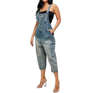 CHARTOU Women's Casual Loose Denim Overalls Harem Jeans Cropped Pants Overalls CHARTOU Women's Casual Loose Denim Overalls Harem Jeans Cropped Pants Overalls