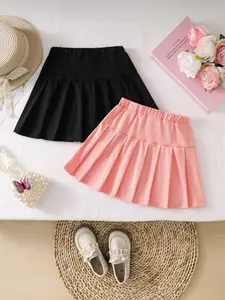 2 Pack Girls Fashionable Pleated Skirts, Summer Casual Cute Athletic Skirts for Ages 4-8, Outdoor Play and Parties
