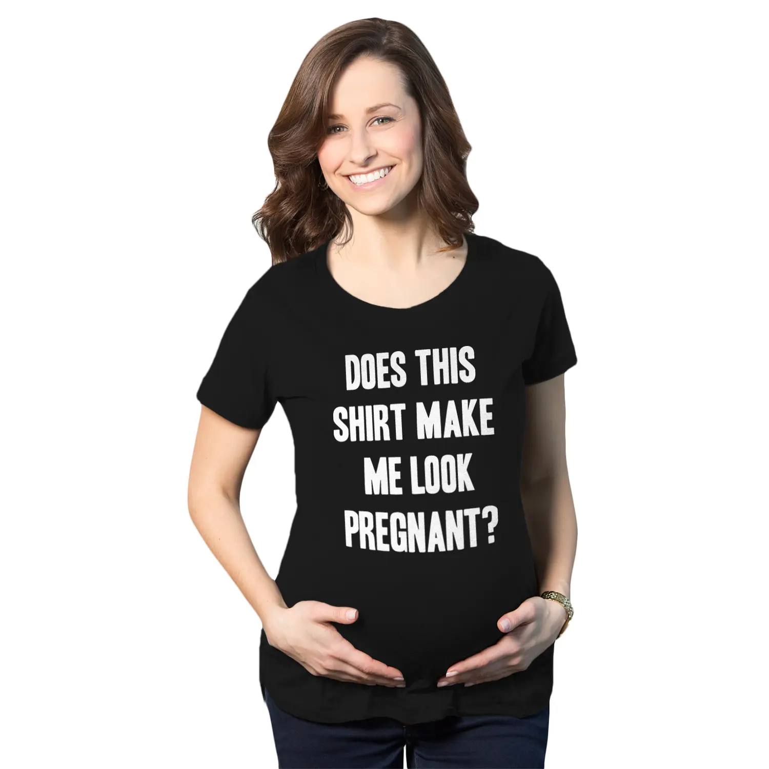 Maternity Does This Shirt Make Me Look Pregnant? Funny Announcement T shirt Funny Graphic Maternity Tee Cute Pregnancy Tees With Plus Sizes Pregnant Maternity Shirts Black