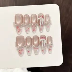 Handmade Glossy Glitter Nails – Clean Shine Press-On Nail Set (Reusable)