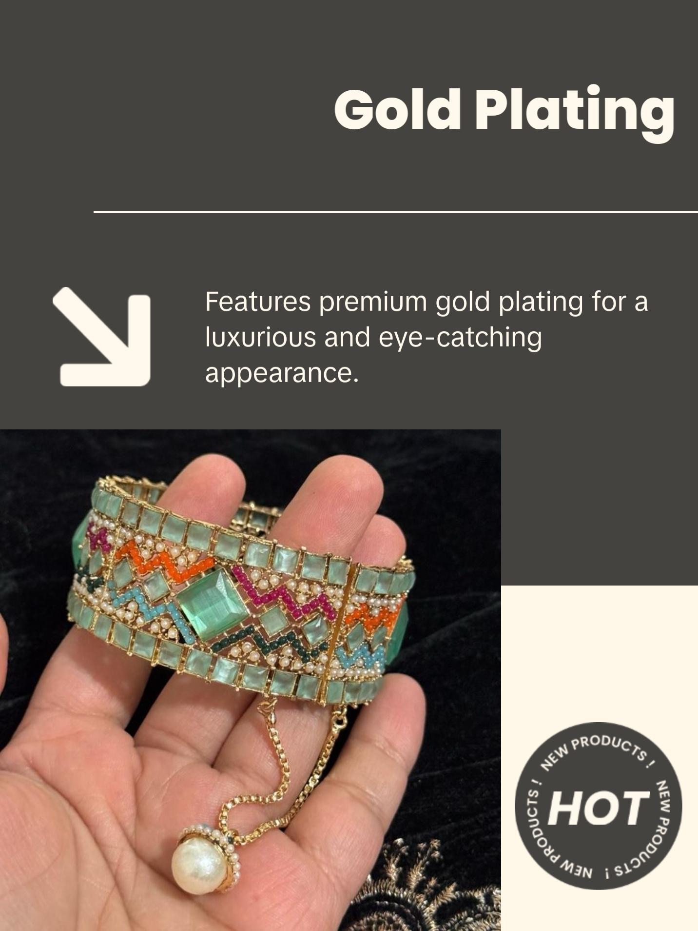 Premium Openable Statement SINGLE Bangle - 2.4, 2.6 and 2.8 with Gold Plating and Colorful Gemstones for Festive Wear simple style jewelry