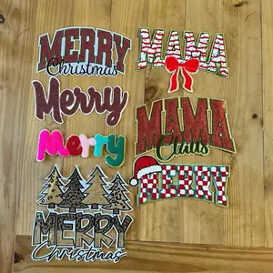 Christmas Chenille & Sequin Patches - Festive Embroidered Appliques for DIY Projects and Holiday Decorations