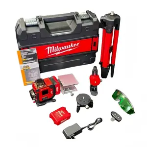 Milwaukee 360° Green Laser Level Kit, 250ft Range, ±1/8 in @ 33ft Accuracy, Self‑Leveling, 15+ Hr Runtime, For Layout and Alignment, Includes Battery, Charger & Case