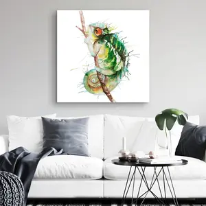 360 stand Watercolor Chameleon Wall Print - 32x32 in. Exotic Reptile Canvas Artwork, Artistic Home Decor, Ideal Gift for Home Supplies Enthusiasts, Decoration, Room, Photo, Room Inspo, Decor Inspo