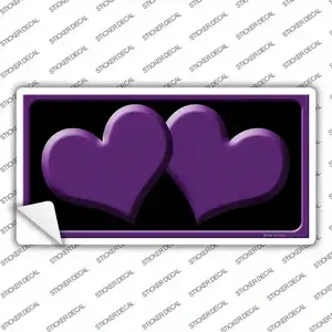Solid Purple Centered Hearts Black Novelty Sticker Decal