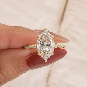 Maxine S925 Sterling Silver 4.0ct Marquise Cut Engagement Ring,5A Cubic Zirconia Women's Ring Jewelry,Tarnish-Free Promise Ring for Daily,Travel,Proposal,Wedding,Birthday,Anniversary