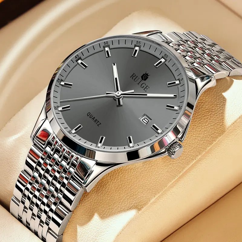 RUIGE brand men's watch night light waterproof business men's watch calendar week display trendy watch quartz watch
