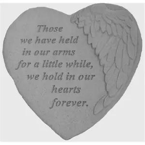 212 MAIN Unique Winged Heart Cast Stone Outdoor Decorative Art - Weatherproof Wall Mount Hanger Back Memorial Gift, Kay Berry Themed Outdoor Furniture Accent