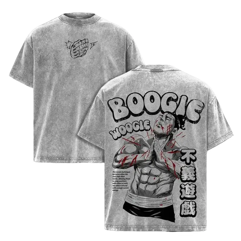 Aoi Todo Boogie Woogie Tee Washed – Jujutsu Kaisen Execution × Shibuya Incident Movie Edition Vintage Oversized Heavy Cotton Anime Manga T-Shirt, Cursed Energy Battle Mode Graphic Top, Retro Unisex Streetwear Sorcerer Power Pose
