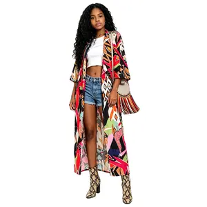 Pink&Red Bird Kimonos for Women Duster Kimono Beach Boho Kimono Beach Cover up Geometry Print Long Kimonos Open Front Plus Size Colorful Floral Kimono Swimsuit Cover ups Kimono Robes Cardigans dusters
