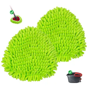 2/4Pcs Spin Mop Replacement Pad For O-cedar EasyWring 1Tank System Soft Chenille Effective Easy Corner Cleaning Bathroom Kitchen Cleaning Accessories
