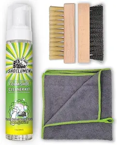 Shoe Cleaner Sneakers,8.5oz White Shoe Cleaner,Shoe Cleaning Kit with 2 Brush,Shoe Cleaning Removes Dirt and Stain for White Shoes, Suede, Leather, Canvas, Knit, Boots, Fabric, PU